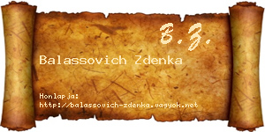 Balassovich Zdenka névjegykártya